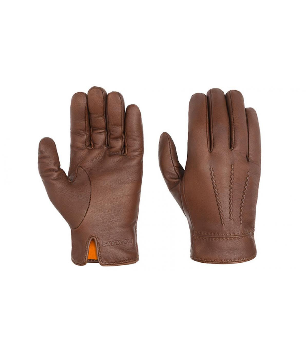 Handschuhe Leder braun Stetson Gloves Goat Nappa brown